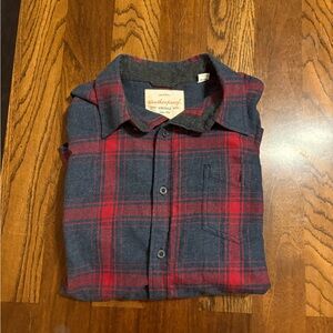 Wooden Ships Red and Blue Plaid Men's Casual Shirt